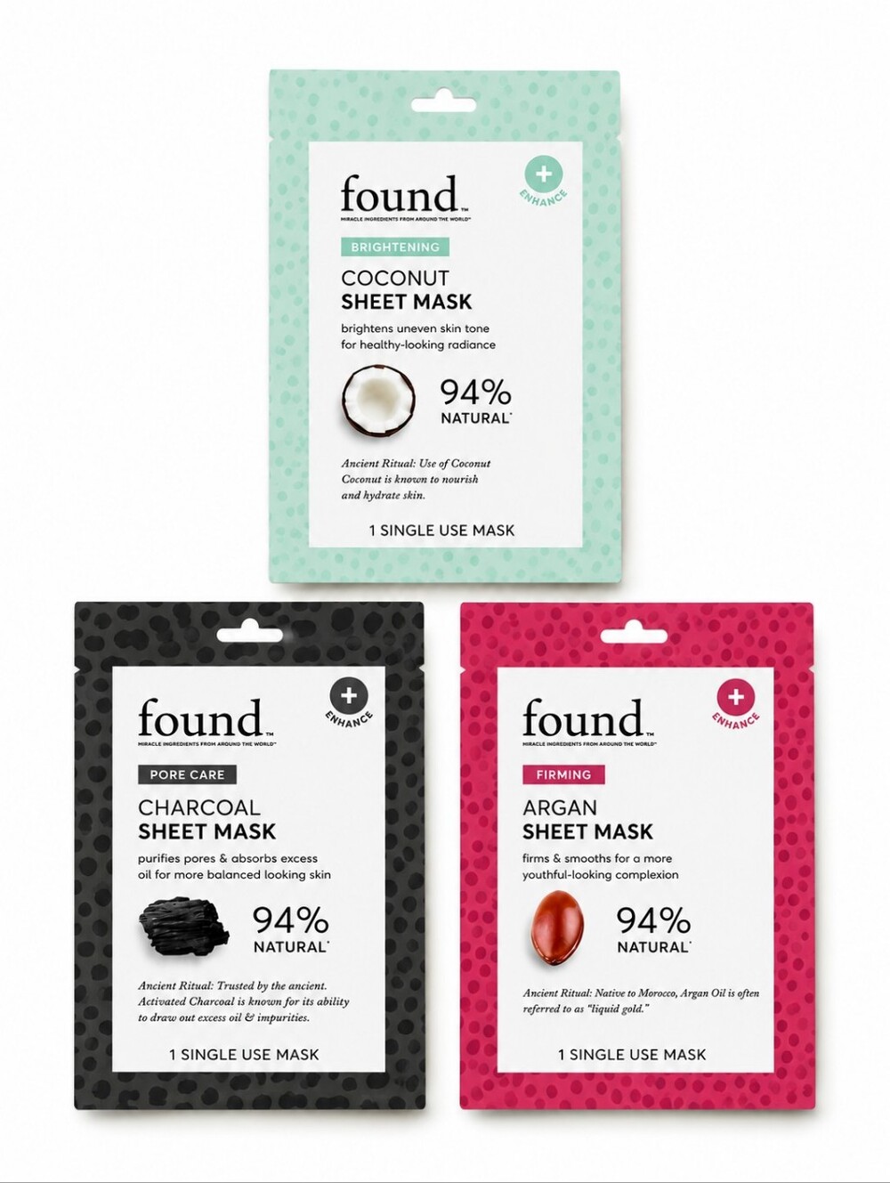 3 Found Face Sheet Masks Bundle